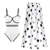 2025 en stock traje de baño sexy de una pieza europeo y americano combinación de colores traje de baño de dos piezas con estampado falda de poliéster traje de baño caliente más vendido