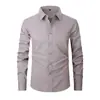Camisa popular de comercio exterior para hombre, manga larga, color liso, tallas grandes para hombre, fácil de cuidar, mezcla de algodón, top casual de negocios para hombre