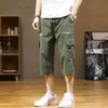 2026 Verano Nuevos Pantalones Cortos de Trabajo de Seda Helada para Hombre Sueltos Rectos de Siete Puntos Transpirables de Secado Rápido Modernos Casuales de Longitud Media