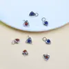 Colgante Pequeño de Gota Corazón de Lapislázuli Rojo del Sur Natural Incrustado en Plata S925 Colgante Accesorios de Joyería Hechos a Mano Retro DIY