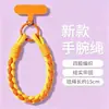 Cordón Corto para Teléfono Móvil Trenzado de Cuatro Hilos de Algodón Riqueza Instantánea, Pulsera de Mano y Antiperdida, Colgante de Cuero, Clip de Muñeca