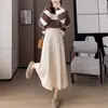 Falda de Punto Nueva Otoño/Invierno 2026 para Mujer de Longitud Media de Cintura Alta Ligeramente Madura Falda Línea A Falda Larga de Lana Plisada