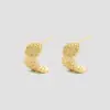 Pendientes Pequeños en Forma de C de la Serie de Encaje Bordado, Delicados y Versátiles, en Oro y Plata, Elegancia Francesa, Exquisitos para el Uso Diario