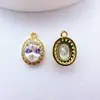 Colgante de cobre chapado en oro con microincrustaciones de circonita Materiales hechos a mano para pulseras, collares y accesorios de joyería