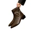 Botas de tornozelo de bico fino estilo francês para mulheres, novo design de nicho outono 2026, botas de cano curto estilosas e casuais, botas de ajuste justo
