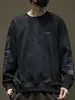 Moletom Suede de Manga Longa Estilo Americano para Homem, Camiseta Básica Tendência Estilo Ins de Marca, Top para Primavera e Outono, Camiseta Estampada Tendência de Gola Redonda Masculina