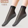 10 Pares de Meias de Seda com Solado de Algodão para Mulheres, Estilo Fino de Verão, Absorventes de Suor, Antiodor, Meias Curtas, Anti-Puxões, Duráveis, Antiderrapantes, Meias Femininas