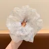 Goma para el pelo de tela fresca con estampado de flores a cuadros, scrunchie estilo coreano para moño, cuerda para el pelo dulce y versátil para niñas