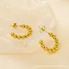 Pendientes de Acero Inoxidable Chapado en Oro de 18K con Perlas en Forma de C, Estilo Retro Francés Europeo y Americano, Nuevos, Moda de Nicho, Versátiles