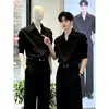2026 Moda Transfronteriza Nuevo Estilo Cuello Solapa Unisex Color Sólido Camisa Estilo Chino Otoño Manga Larga Top de Gama Alta