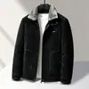 Chaqueta de Cuero para Hombre para Viajes de Invierno con Cuello de Piel de Oveja, Ante Sintético, Engrosada y Cortavientos, para Hombres Jóvenes y de Mediana Edad