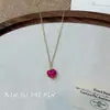 Exquisito Collar de Amor con Diamante Rosa, Sencillo, Compacto, Dulce, de Alta Gama, de Nicho, Versátil, Cadena para Clavícula para el Uso Diario de Mujeres