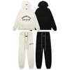 Sudadera con Capucha de Venta Caliente Transfronteriza 2025 con Letras Negras Flock Fog Multihilo Esenciales Marca de Moda