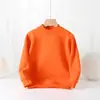 Suéter nuevo de otoño e invierno para niño estilo coreano con forro polar, suéter de punto para niños de talla mediana, color sólido, top de cuello alto, suéter para niños