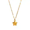 Collar con cadena para la clavícula con colgante de estrella tridimensional de acero inoxidable transfronterizo, simple, de lujo ligero, elegante cadena para la clavícula de estrella de mar al por mayor