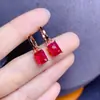 Pendientes de Rubí Recién Cortados, Cristal de Rubí Fino, Piedra Principal Súper Limpia 6*8mm Plata 925 Incrustación de Precisión