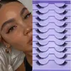 Meio cílios de aparência natural 10 pares de Cílios de gato Wispy 9mm Cílios postiços 3D volumosos com fita transparente cílios postiços curtos pela metade