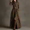Comercio Exterior Transfronterizo 2026 Ropa Europea y Americana para Mujer, Nuevo Estilo de Verano Vestido Acampanado con Mangas de Linterna Estampadas Cuello Solapa Ceñido a la Cintura