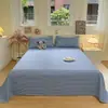 Sábana de tela gruesa a cuadros a rayas, juego de tres piezas para dormitorio de estudiantes, individual o doble, funda de almohada de tela gruesa vieja