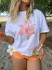 Camisetas Minimalistas Estampadas Femininas Americanas Personalizadas de Verão, Streetwear Casual Retro Y2K da Moda