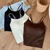 Ropa interior de otoño e invierno, cepillada, sin costuras, camisola larga de rayas de gelatina para mujer, con copas de sujetador incorporadas, adelgazante, espalda bonita, top para llevar como prenda exterior