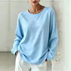 Sudadera Casual de Manga Larga para Mujer, Color Suave, Holgada, Cuello Redondo, Otoño e Invierno, Transfronteriza Europea y Americana, 2026