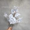 Flores e Folhas Artificiais de Casamento em Cores de Outono, Folhas de Pássaro Verdes, Decoração Suave para Salão de Casamento, Flores e Folhas Falsas, Materiais Florais e Acessórios Recomendados