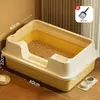Bandeja de Arena para Gatos Semi-Cerrada Extra Grande, Anti-Salpicaduras, Anti-Olores, Estilo Abierto, Tamaño Grande Especial, Nuevo Tipo de Inodoro para Gatos