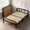 Cama de hierro para vivienda temporal, cama individual, herramienta simple para siestas en la oficina, cama plegable para dormitorio, cama de madera reforzada