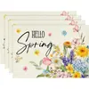 Manteles Individuales de Lino Floral de Venta Caliente Transfronteriza para Primavera y Verano, Esterillas Impresas Aislantes del Calor, Posavasos Rectangulares para Mesa de Comedor, Manteles Individuales para Platos al por Mayor