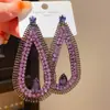 Brincos de Gota d'Água Vazados com Zircônia e Diamante Inlaid Prata Agulha Luxo Leve Nicho High-End Exagerado Requintado Personalidade Retro para Mulheres