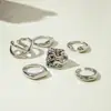 Joyería Transfronteriza Europea y Americana Anillo de Aleación Brillante Geométrico Irregular Diseño de Anillo Abierto Cruzado Plegado Juego de Anillos