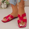 Pantuflas Planas de Exterior para Mujer 2025 Verano Nuevas Versátiles de Una Tira Sandalias de Playa Zapatos para Mujer de Comercio Exterior Transfronterizo