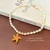 Collar con Colgante de Estrella de Mar Naranja Estilo Resort Bohemio con Cuentas para Mujer, Accesorios de Alta Gama que Realzan el Cutis y Añaden un Toque Elegante