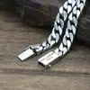 Pulseira Masculina de Prata Tailandesa Vintage Punk Corrente Cubana Trançada Corrente Lisa Chicote de Cavalo Design Único Pulseira Hip-Hop Tendência