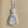 Collar Colgante de Calabaza de Calcedonia de Plata de Ley 925 para Mujer, Nuevo Colgante Mini Estilo Chino con Diamantes, Cadena de Clavícula Fresca y Elegante