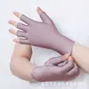 Luvas Meio Dedo Femininas Finas Colheita de Chá Brancas Luvas de Beleza Meio Dedo para Senhoras Luvas para Motorista Proteção Solar Luvas Curtas para Nail Art