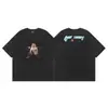 Camiseta Unisex de Manga Curta Tendência Saint Miael High Street Estampa de Letras Alta Qualidade Vintage Lavada e Desgastada