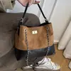 Bolsa Feminina Patchwork Bordado Casual Grande Capacidade Bolsa Tote Fashion 2026 Novo Estilo Coreano Tendência Retro Bolsa de Ombro