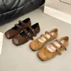 Zapatos Mary Jane Cuadrados Retro Franceses Cosidos para Mujer 2026 Primavera Nuevo Estilo Coreano Zapatos de Salón de Doble Botonadura con Tacón Grueso de Boca Baja