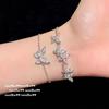 Pulseira Xinghe Borboleta Brilhante com Pedras Pétalas Leves Banhada a Ouro 18K Brincos Borboleta de Zircônia Presilha de Orelha