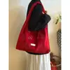 Bolso Tote de Lana Bordado de Pájaros Retro Coreano Otoño e Invierno Nuevo Versátil de Gran Capacidad para Hombro o Axila
