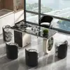 Conjunto de mesa de centro e cadeiras em pedra de luxo leve ultra-cristal, mesa de chá moderna minimalista para escritório e casa com chaleira integrada