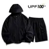 Traje de Protección Solar para Hombre Nuevo Verano Ropa de Protección Solar Shorts de Secado Rápido Transpirables para Exteriores Ropa Casual para Pareja Traje Anti-UV