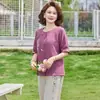 Conjunto Estiloso para Mulheres de Meia-Idade e Idosas Roupas de Verão para Avó Novo Estilo Chinês Top Novo Estilo 2026 Roupas para Mãe e Senhora Idosa