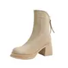 Botines de tacón grueso con cremallera trasera, estilo coreano para mujer, versátiles, modernos y estilizan, nuevos botines cortos de otoño 2026