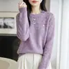 Suéter súper elegante con pedrería para mujer, perfecto para usar en capas o solo, un top de punto moderno y chic para el invierno 2026