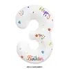 Globo de Foil Blanco con Número Impreso de Cumpleaños Versión US de 32 pulgadas para Decoraciones del Primer Cumpleaños de Niños y Accesorios para Fotos al Aire Libre