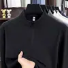 Camiseta masculina de lã antibacteriana e seda de amoreira com zíper parcial e mangas compridas 10A, novo moletom de camada base quente outono 2026 para homens