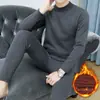 Ropa interior térmica de invierno para hombre, traje grueso con forro polar, conjunto de suéter de cuello redondo grande rojo para jóvenes y adultos de mediana edad, para año de nacimiento